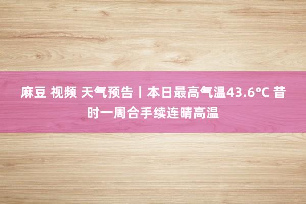 麻豆 视频 天气预告丨本日最高气温43.6°C 昔时一周合手续连晴高温