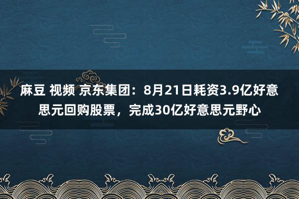 麻豆 视频 京东集团：8月21日耗资3.9亿好意思元回购股票，完成30亿好意思元野心